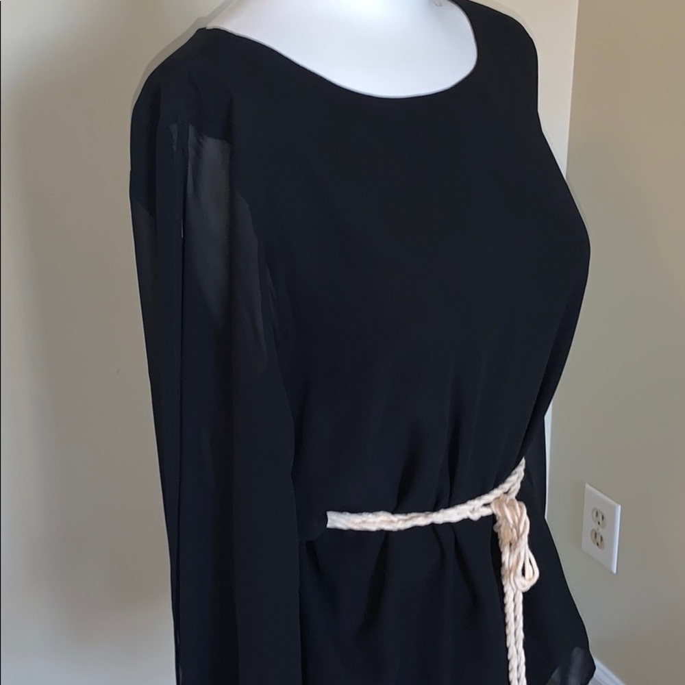 JLO black sheer bat sleeves & sequins shirt / top